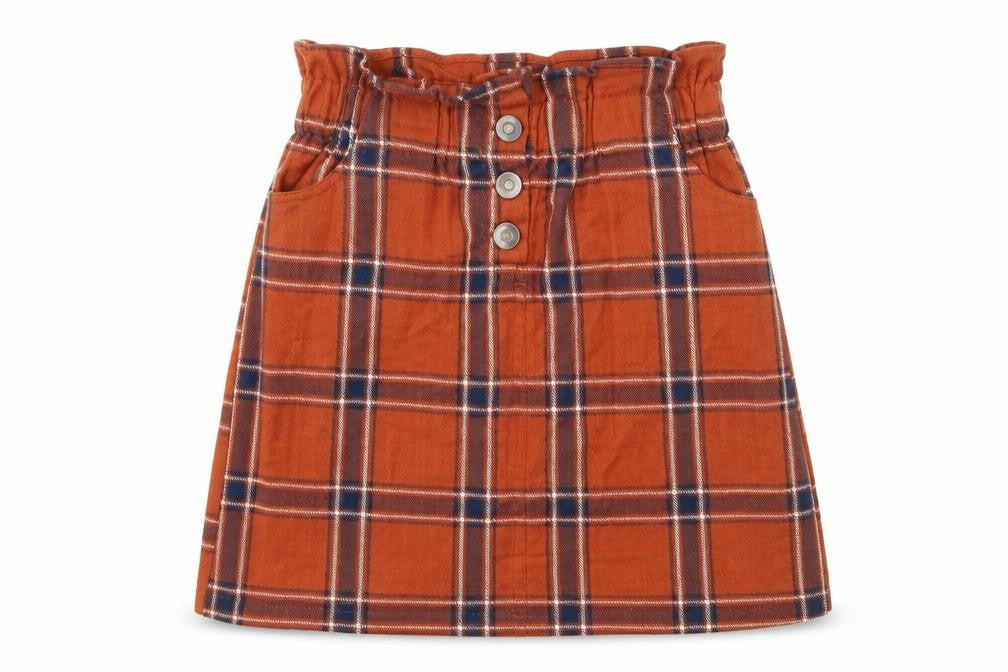 Front view of River Island girls’ multicoloured check flare skirt, size 10, years
