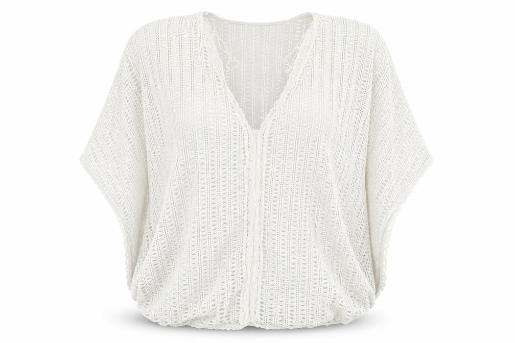 Front view of Select women’s white geometric jumper, size M, -, size S/m