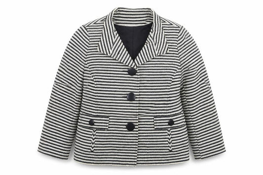 Front view of Principles women’s multicoloured striped jacket blazer, size UK 14