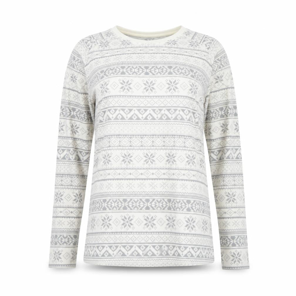 Front view of Primark women’s white fair isle top pyjama top, size XS