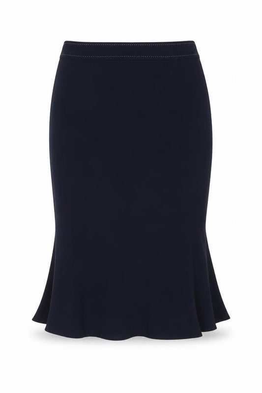 Front view of BERKETEX women’s blue trumpet skirt, size UK 12
