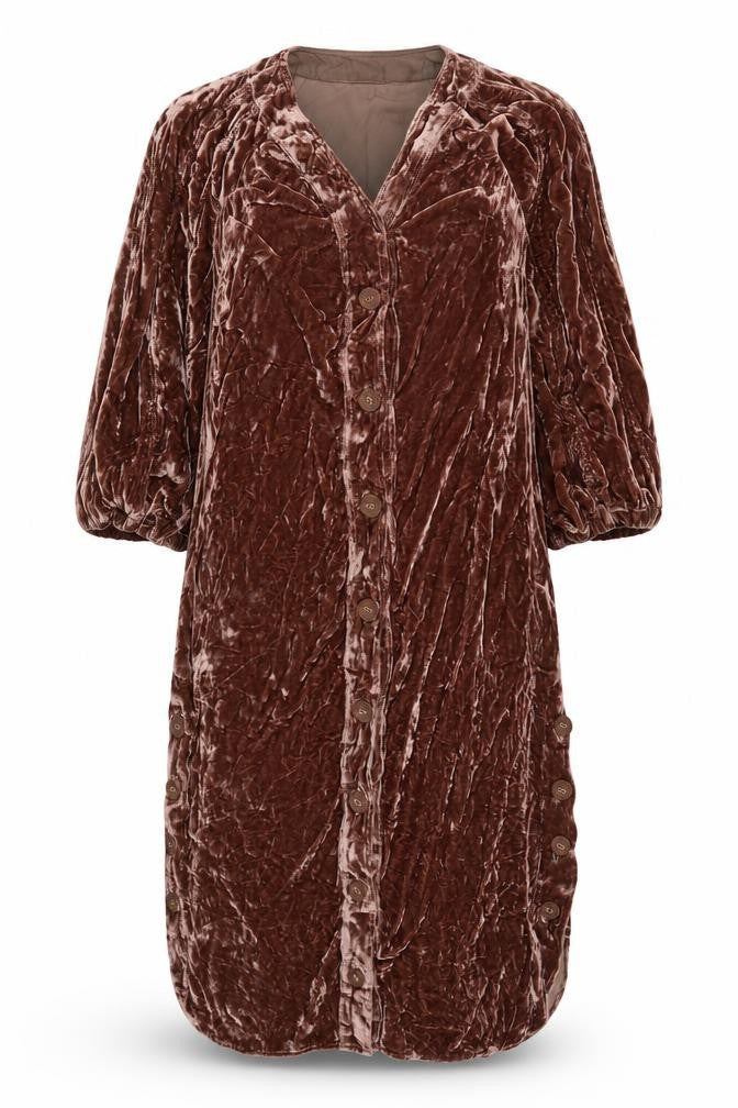 Front view of Miraka women’s brown shirt dress, size XS