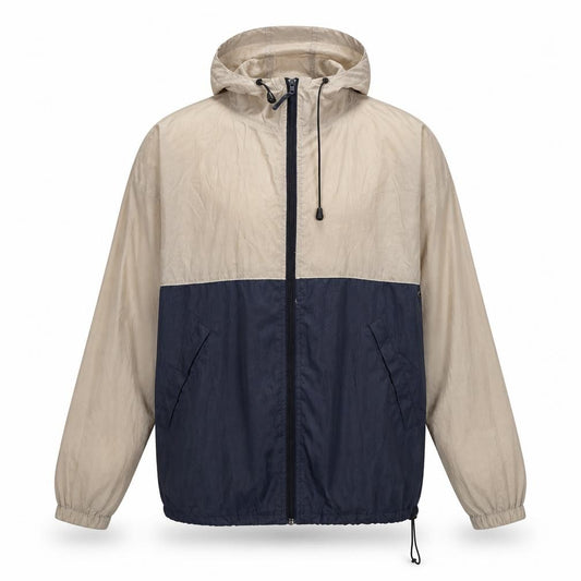 Front view of Carry Kag men’s beige rain coat coat, size M
