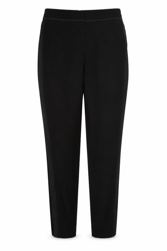 Front view of H&M women’s black trousers, size UK 8, 28-inch leg