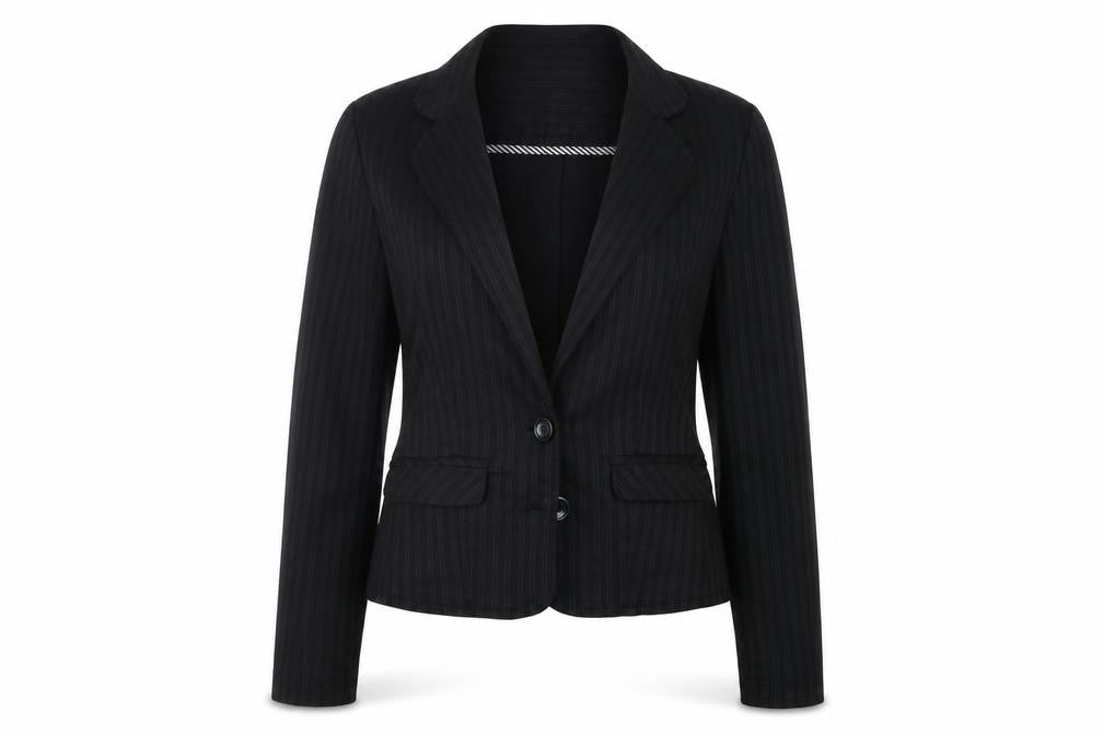 Front view of BAY women’s black jacket blazer, size UK 12
