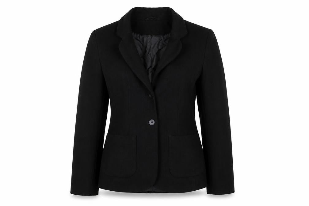 Front view of Atmosphere women’s black jacket coat, size UK 12