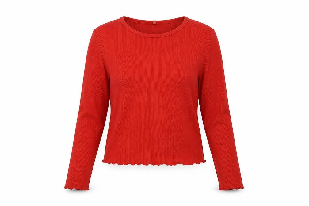 Front view of George women’s red pullover sweatshirt, size UK 8, - cropped
