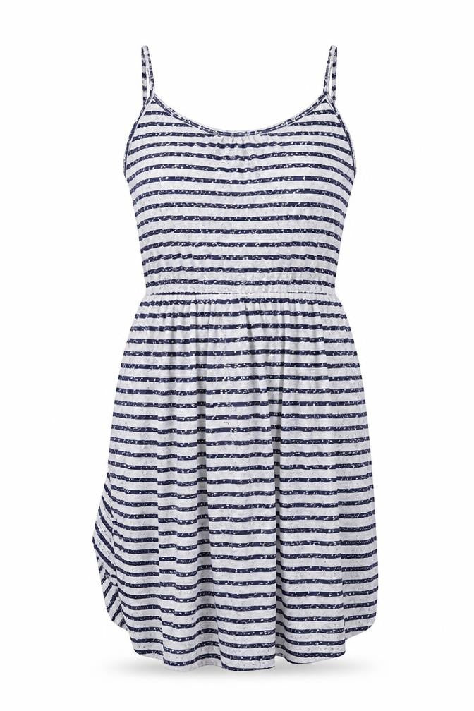 Front view of H&M women’s grey striped a-line, size S