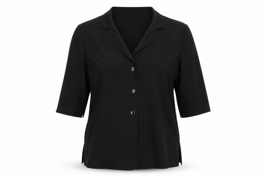 Front view of Preworn women’s black jacket, size UK 20