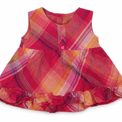 Baby time Girls Pink Check  A-Line  Size 6-9 Months