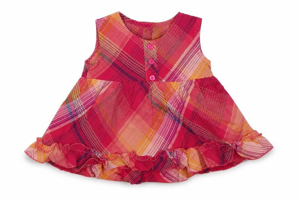 Baby time Girls Pink Check  A-Line  Size 6-9 Months