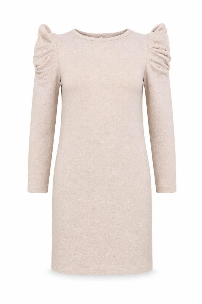 Front view of Miss Selfridge women’s beige bodycon, size UK 6
