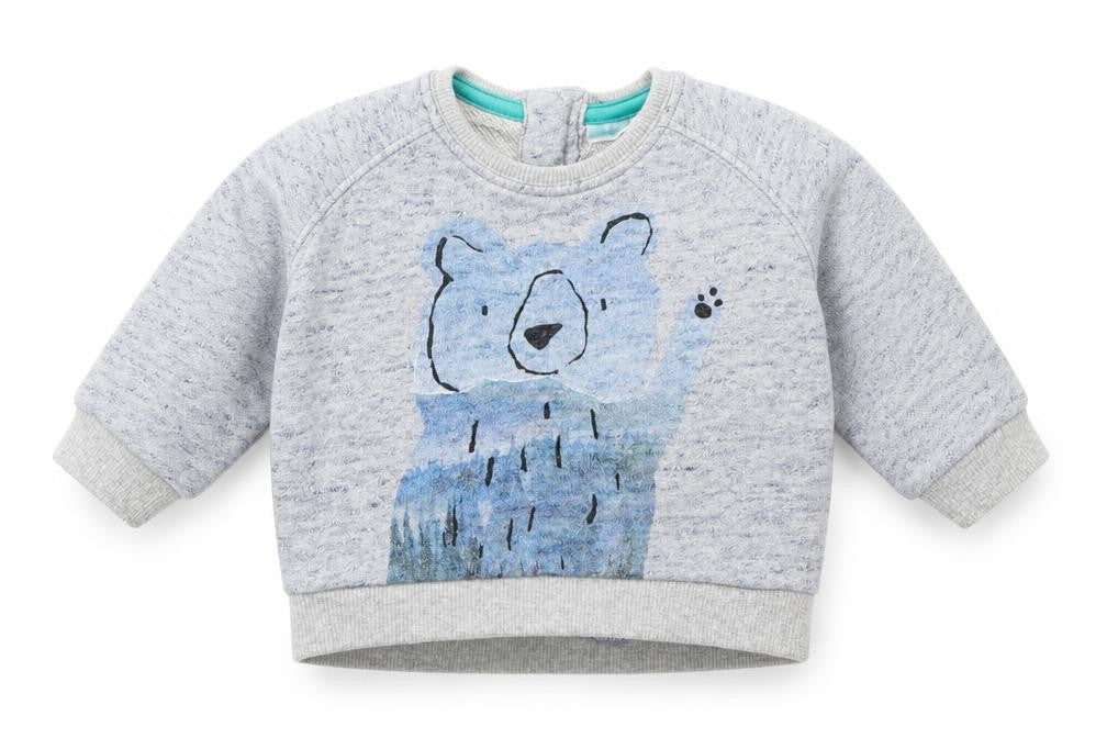 Front view of Next boys’ grey jumper, size 0-3, months