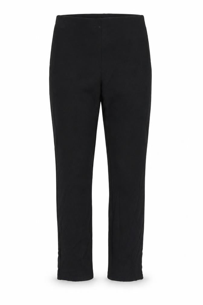 Front view of Preworn women’s black trousers, size S, 28-inch leg