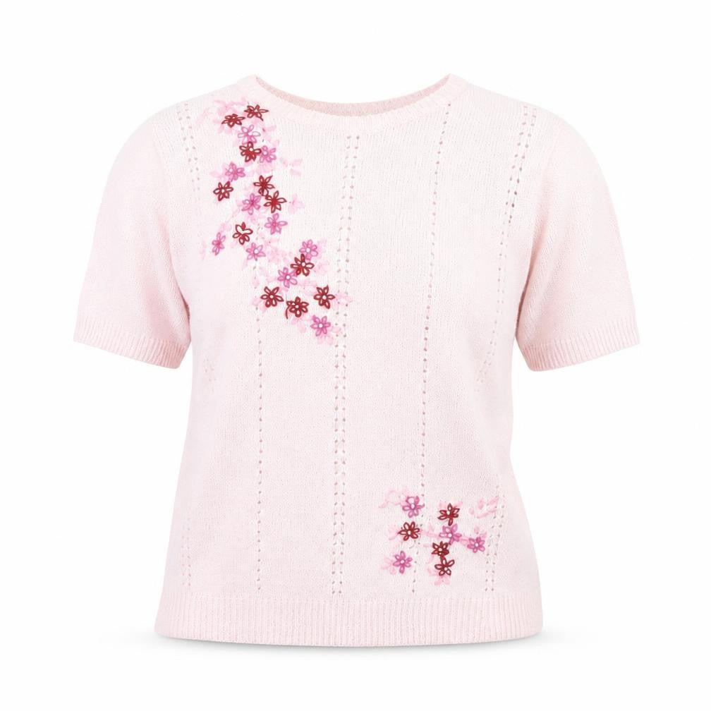 Front view of Mia Moda women’s pink jumper, size S