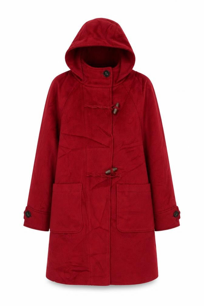 Front view of Marks & Spencer women’s red overcoat coat, size UK 8