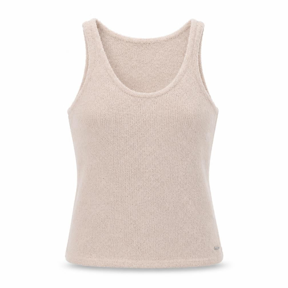 Front view of F&F women’s beige basic tank, size S