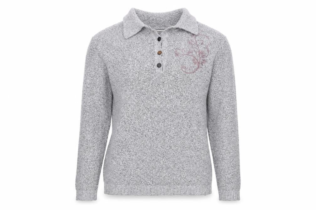 Front view of Damart women’s grey jumper, size UK 10
