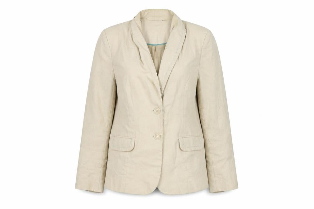 Front view of Bonmarché women’s beige jacket, size UK 16