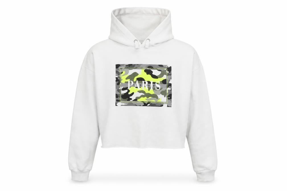 Front view of New Look girls’ white pullover hoodie, size 14-15, years