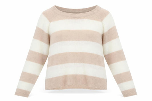 Front view of Internacionale women’s multicoloured striped jumper, size UK 16