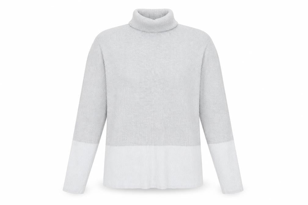 Front view of Debenhams women’s grey knit jumper, size UK 10