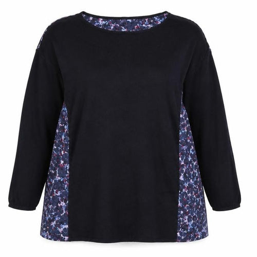 Monsoon Womens Blue Floral  Basic T-Shirt Size 14