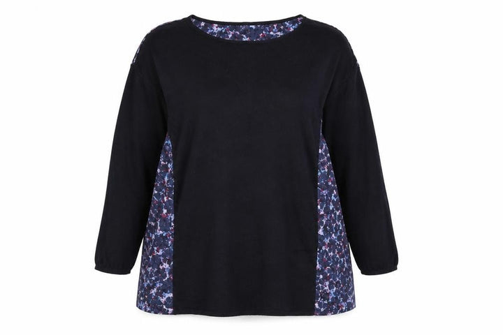 Monsoon Womens Blue Floral  Basic T-Shirt Size 14