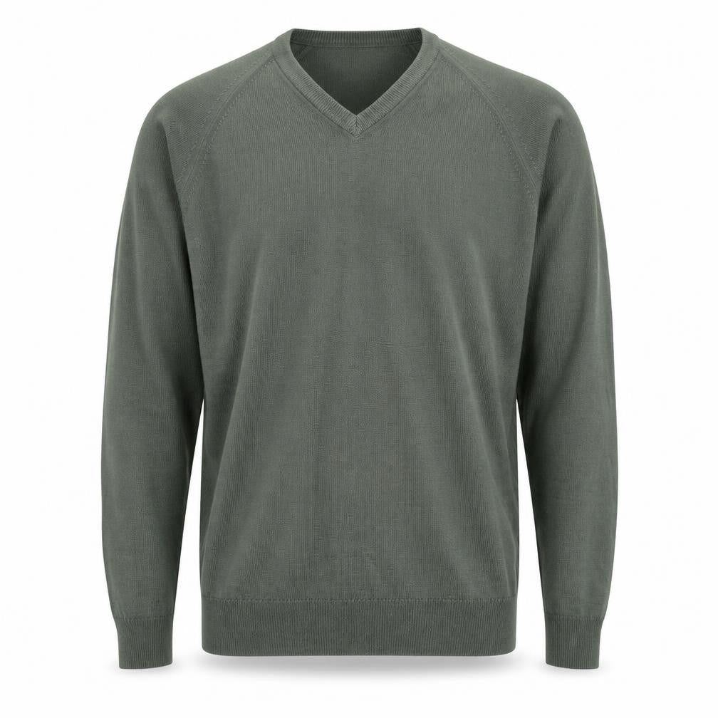 Front view of BHS men’s green knit jumper, size S
