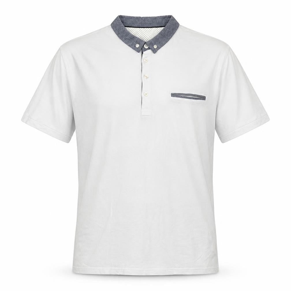 Front view of Celio men’s white polo, size L