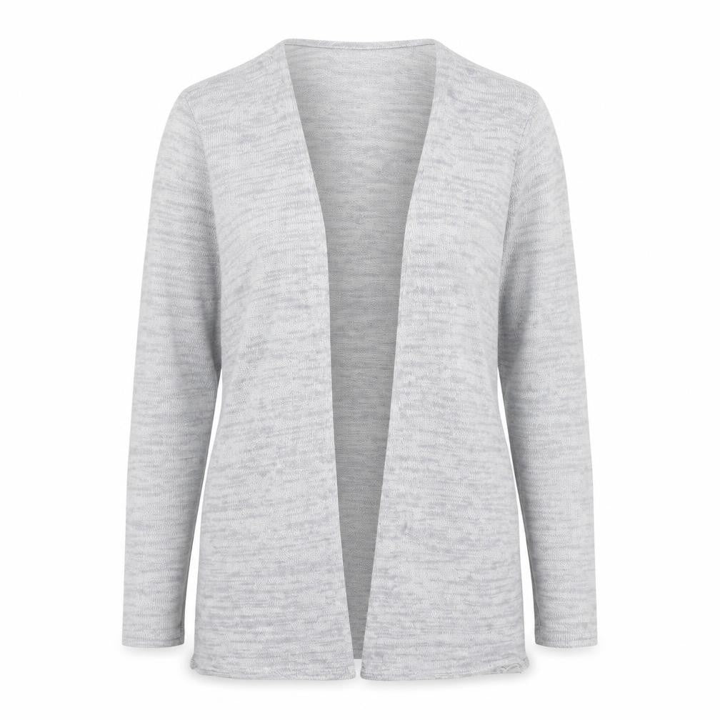 Front view of Preworn women’s grey cardigan jumper, size S