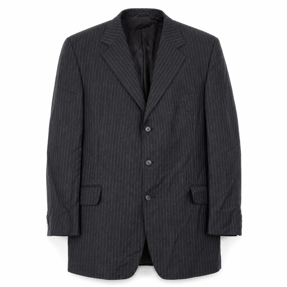 Front view of Preworn men’s grey striped jacket blazer, size 42