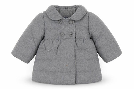 Front view of Gap boys’ grey puffer jacket coat, size 18, months