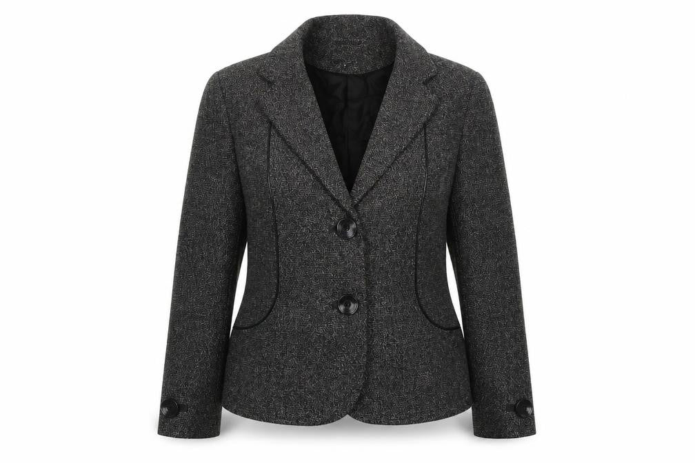 Front view of Country Casuals women’s grey jacket coat, size UK 16
