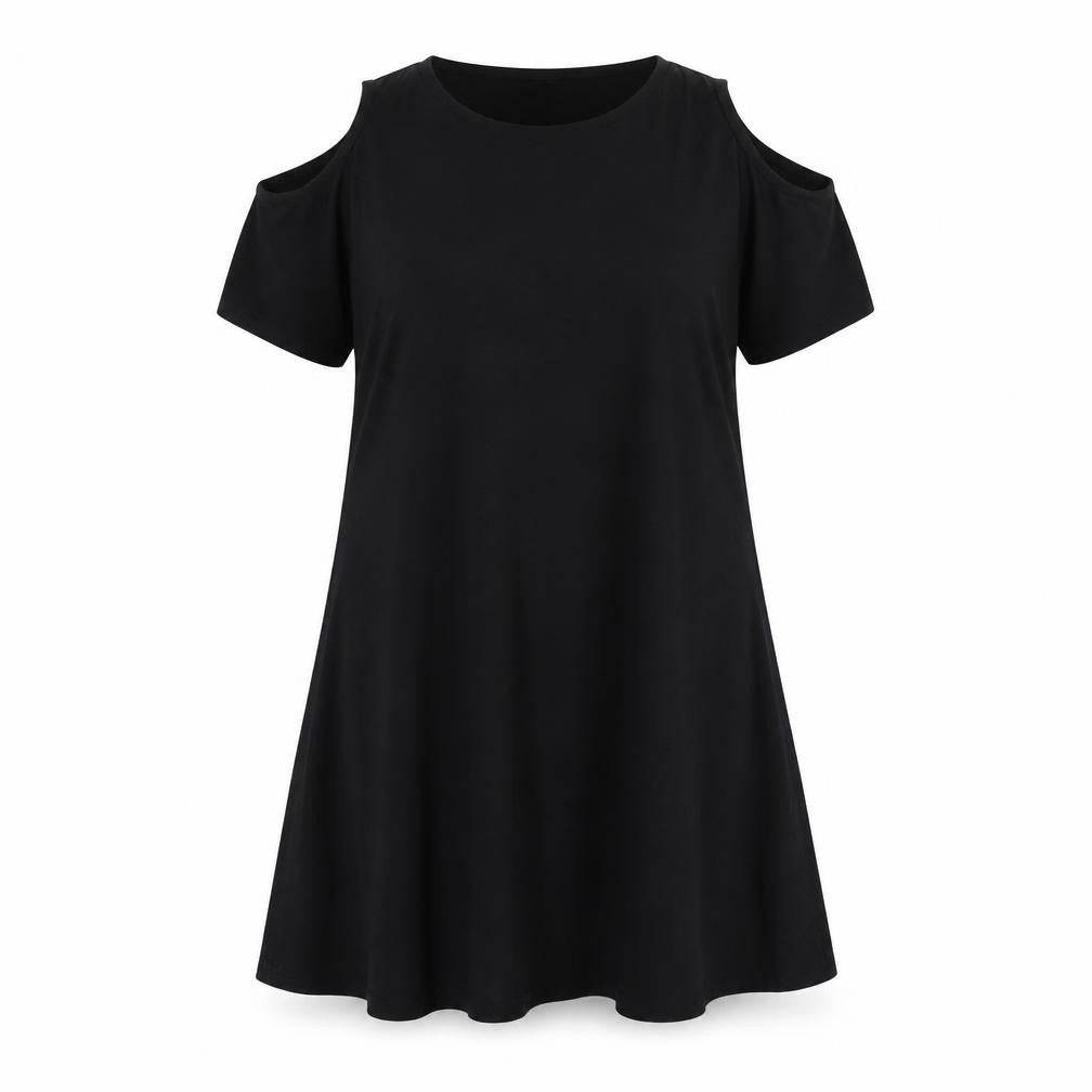 Front view of River Island women’s black t-shirt dress, size UK 12