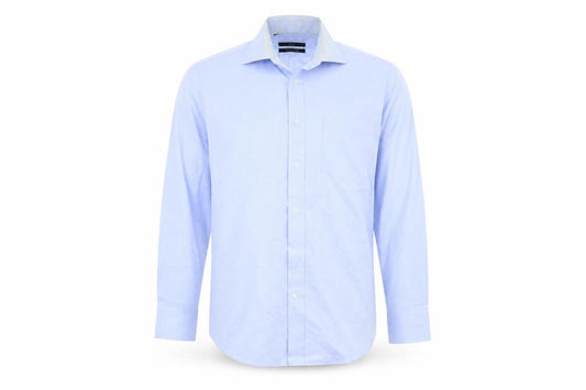 Front view of Next men’s blue button-up, size 15.5