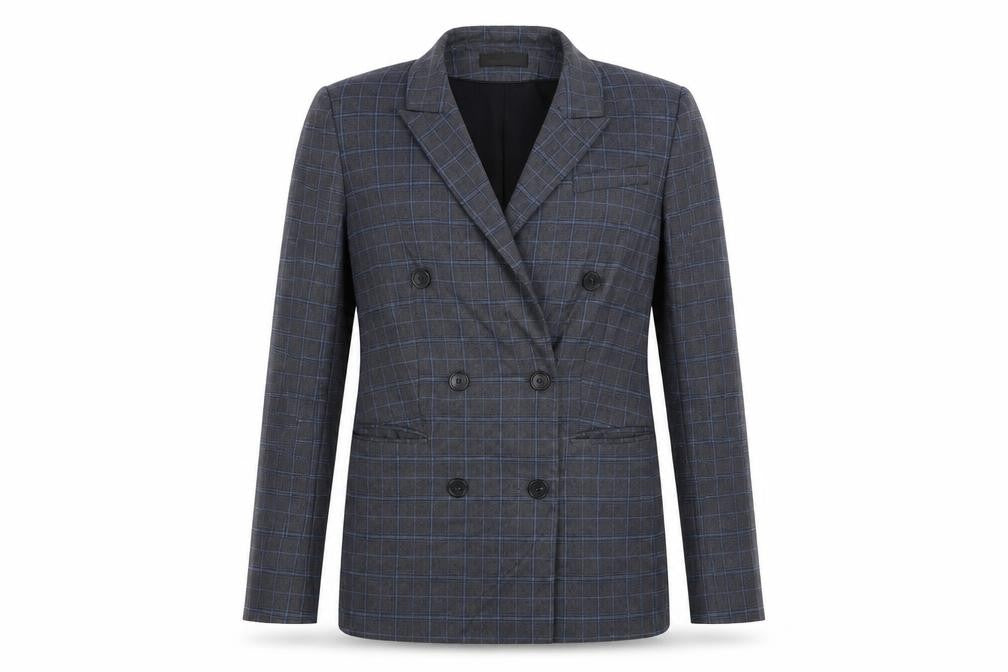 Front view of RESERVED men’s blue check jacket suit jacket, size 36
