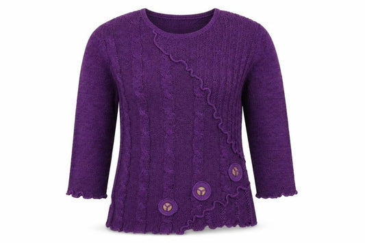 Front view of Inspire Collection women’s purple jumper, size M