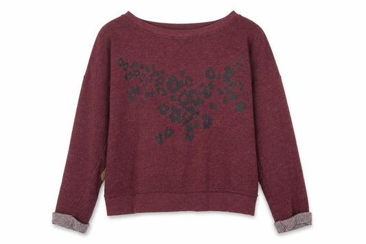 Front view of Atmosphere women’s red animal print pullover sweatshirt, size UK 12