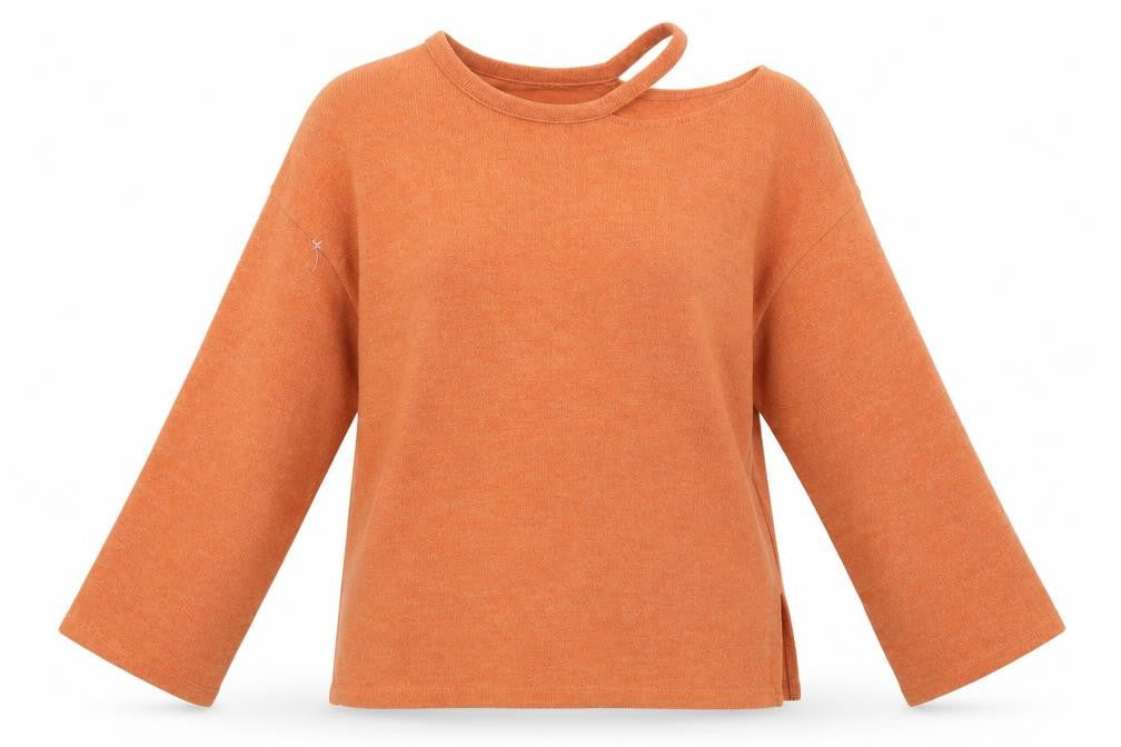 Front view of Zara women’s orange jumper, size S