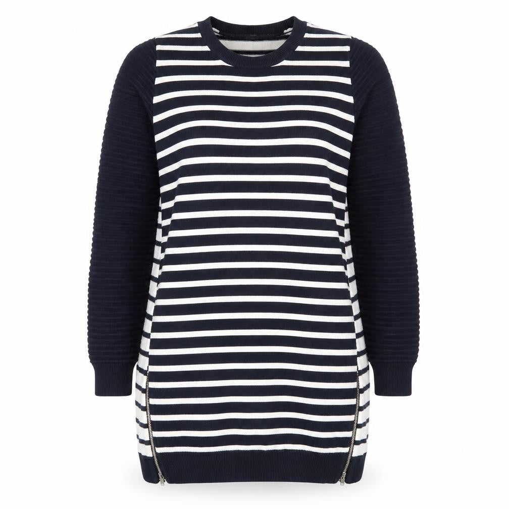 Dorothy Pekrins Womens Blue Striped Knit Pullover Jumper Size 14