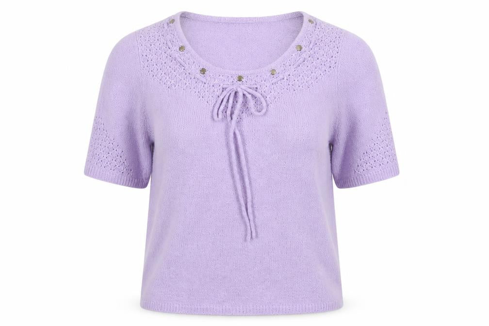 Front view of Bonmarché women’s purple knit jumper, size S