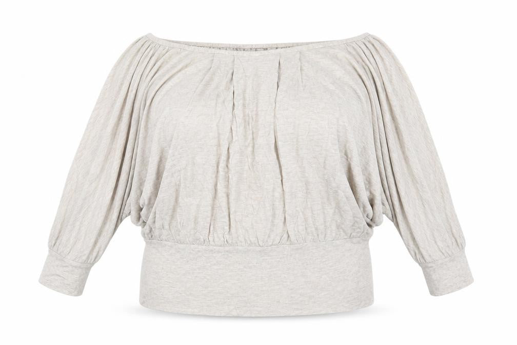 Front view of Bay women’s beige basic blouse, size UK 14