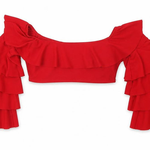 I SAW IT FIRST Womens Red   Cropped T-Shirt Size 6