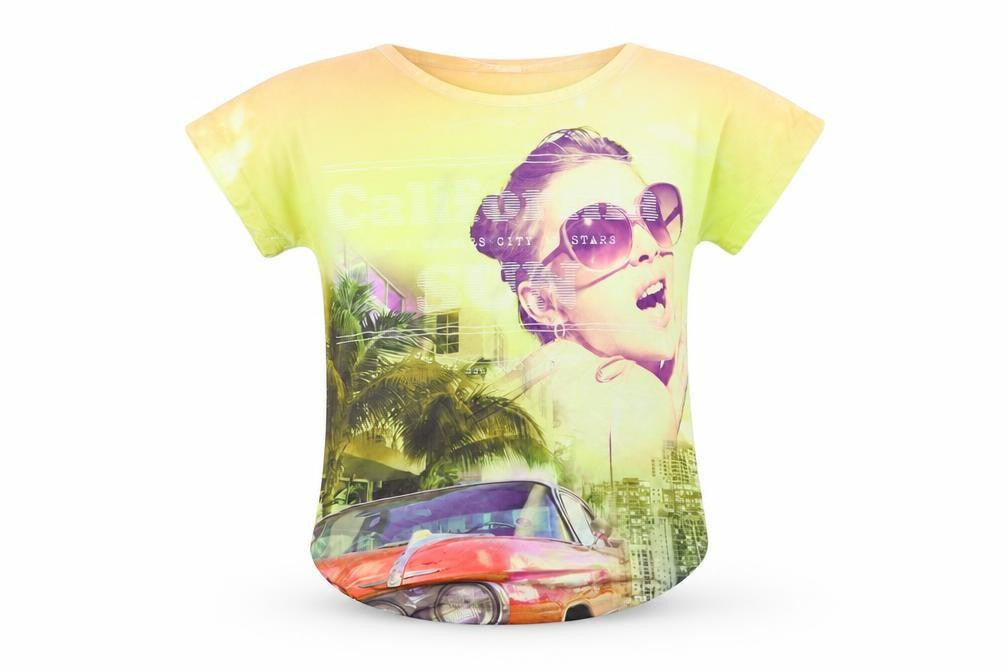 Front view of STREET KIDS girls’ yellow basic t-shirt, size 10, years