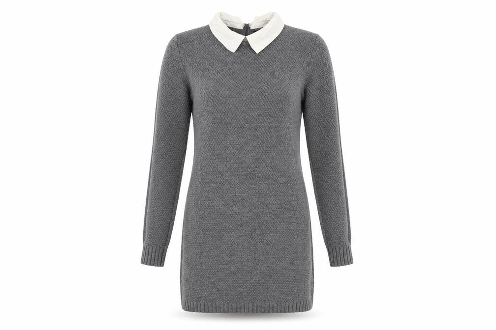 Front view of Atmosphere women’s grey knit jumper dress, size UK 8