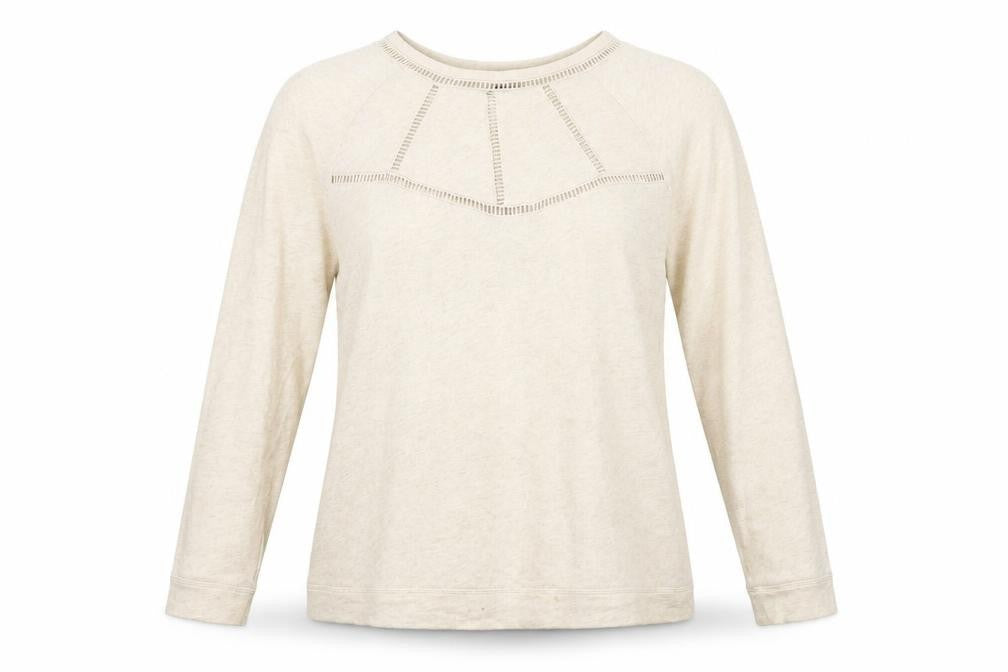 Front view of H&M women’s beige pullover sweatshirt, size S