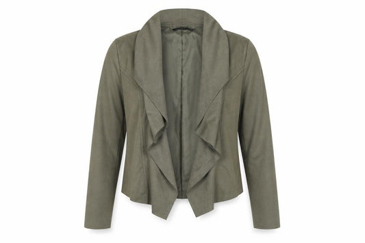 Front view of M&Co women’s green jacket, size UK 14