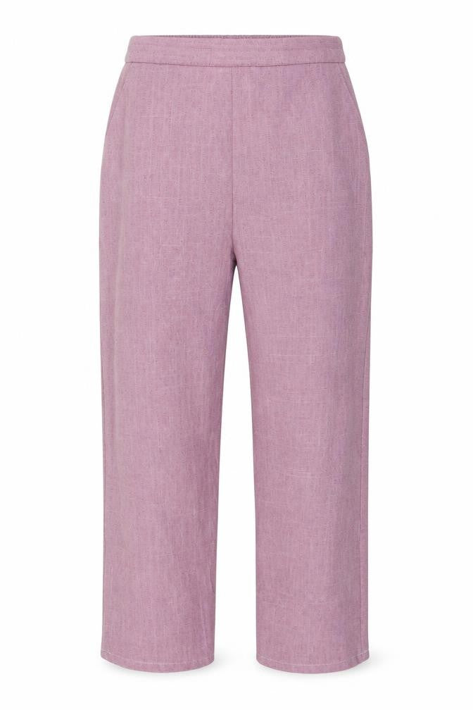 Front view of Preworn women’s pink trousers, size UK 8, 22-inch leg