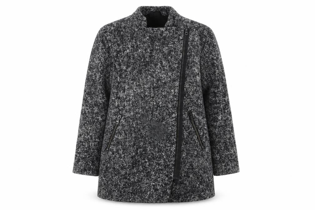 Front view of Divided by H&M women’s grey overcoat coat, size UK 6